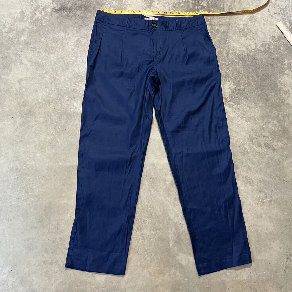 Banana Republic Heritage Pants Womens 10 Basic Blue Linen Blend Single Pleated
